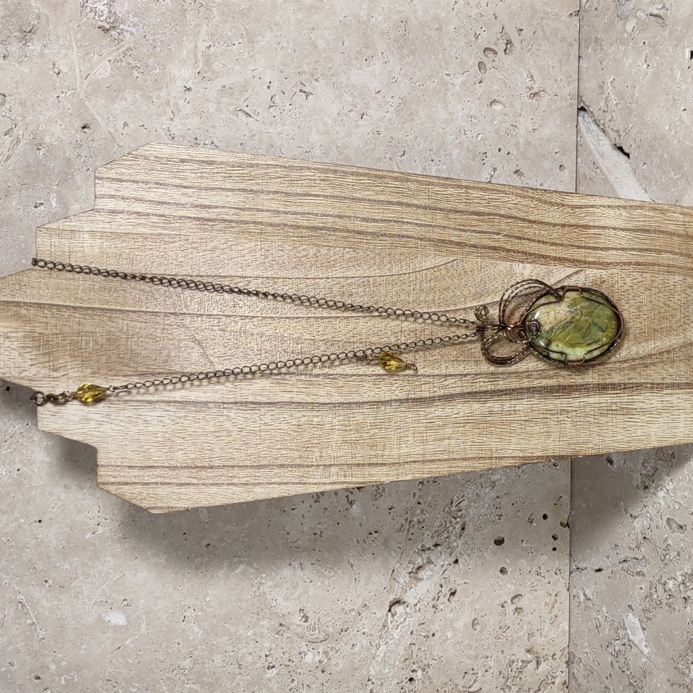 Copper Wire Wrapped Stone Pendant
